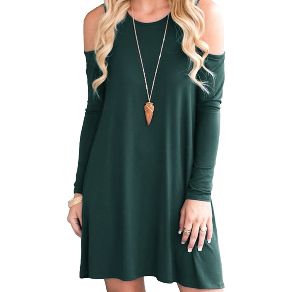 Cold shoulder green dress